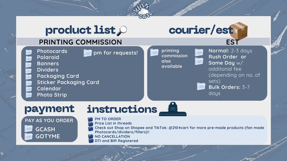2104cart_'s tweet photo. ☁︎ 2104cart Editing and Printing Services ☁︎          

 [🤍] - #2104edits #2104feedbacks #2104prints

 check photo more info price list in threads https://t.co/xyOfWgzr7t