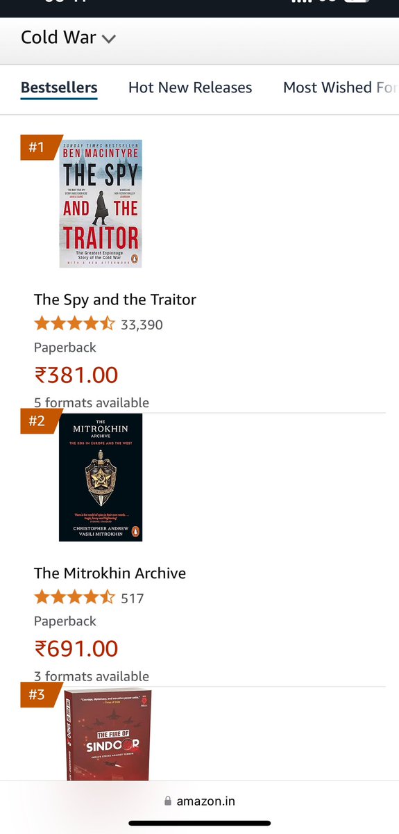 Roshan Bhondekar (@roshan_b) on Twitter photo ๐๐ก๐ ๐
๐ข๐ซ๐ ๐จ๐ ๐๐ข๐ง๐๐จ๐จ๐ซ is now #1 in New Hot Releases (Cold War Category) & #3 Bestseller. ๐โโ๏ธ Official releases on 27th June!
Grab ๐ ๐โโ๏ธamzn.to/3TB4jmw
Gratitude to all supporters across India ๐ฎ๐ณ & abroad.
#TheFireOfSindoor #ColdWar #Bestseller #IndiaReads ๐๐ก๐ ๐
๐ข๐ซ๐ ๐จ๐ ๐๐ข๐ง๐๐จ๐จ๐ซ is now #1 in New Hot Releases (Cold War Category) & #3 Bestseller. ๐โโ๏ธ Official releases on 27th June!
Grab ๐ ๐โโ๏ธamzn.to/3TB4jmw
Gratitude to all supporters across India ๐ฎ๐ณ & abroad.
#TheFireOfSindoor #ColdWar #Bestseller #IndiaReads