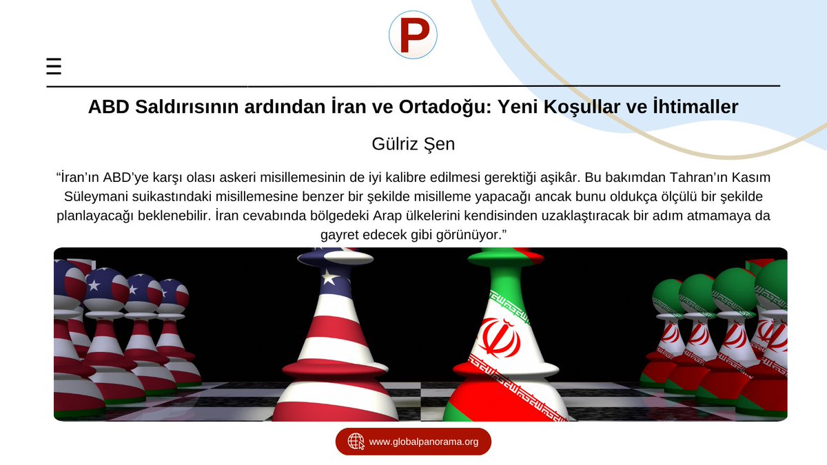 Panorama (@panorama_ga) on Twitter photo 📌ABD’nin saldırısı, Orta Doğu’daki dengeleri nasıl etkiledi?
📌İran bu saldırıya nasıl bir stratejik yanıt verebilir?
Gülriz Şen (<a href="/GulrizSen/">Gülriz Şen</a>) Panorama Global için yazdı. 👇
globalpanorama.org/2025/06/abd-sa… 📌ABD’nin saldırısı, Orta Doğu’daki dengeleri nasıl etkiledi?
📌İran bu saldırıya nasıl bir stratejik yanıt verebilir?
Gülriz Şen (<a href="/GulrizSen/">Gülriz Şen</a>) Panorama Global için yazdı. 👇
globalpanorama.org/2025/06/abd-sa…