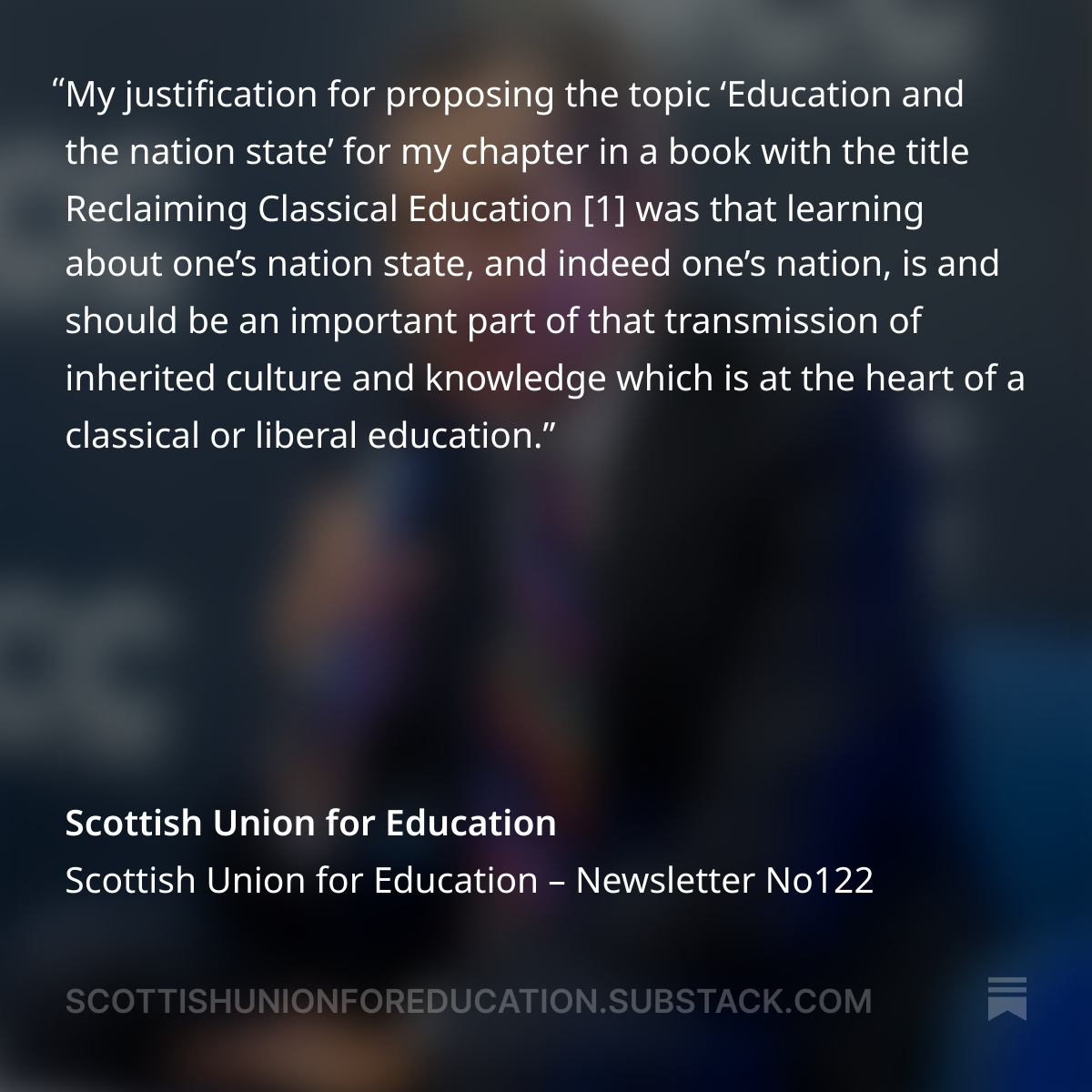 ScotUnionEd's tweet image. Nicholas Tate considers education and the nation state here: bit.ly/sue122nt 

@dianeukc @Furedibyte @SpeechUnion @OrdoIuris_Int

#liberaleducation #oikophobia #reclaimeducation