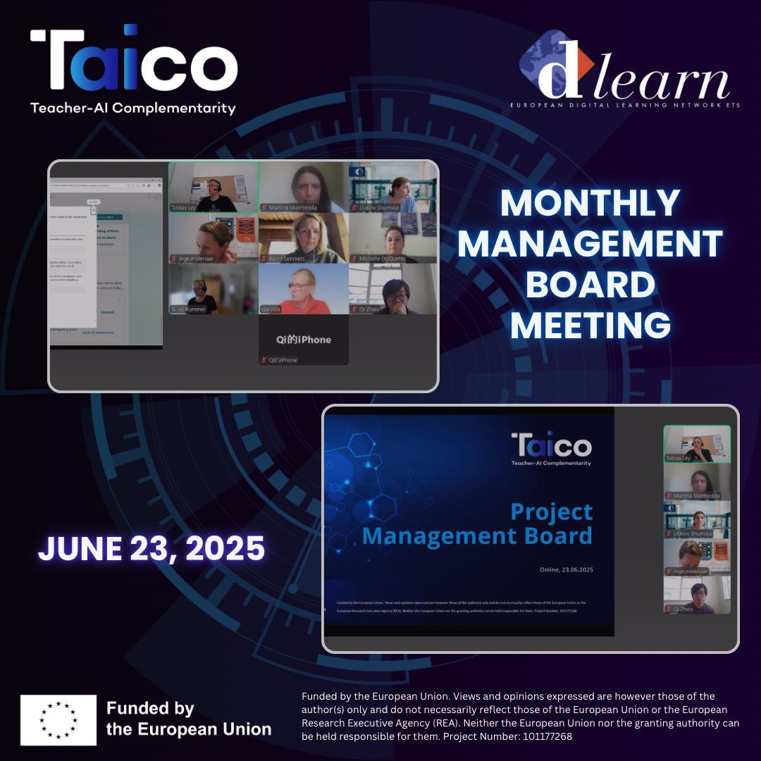dlearneu's tweet image. Today we held the monthly TAICO Project Management Board meeting! 🔄

Work Package leaders discussed challenges, shared insights, and planned next steps for our in-person meeting in Krems this fall 🇦🇹

Learn more at: taico-project.eu

#ErasmusPlus #EUProjects #Dlearn