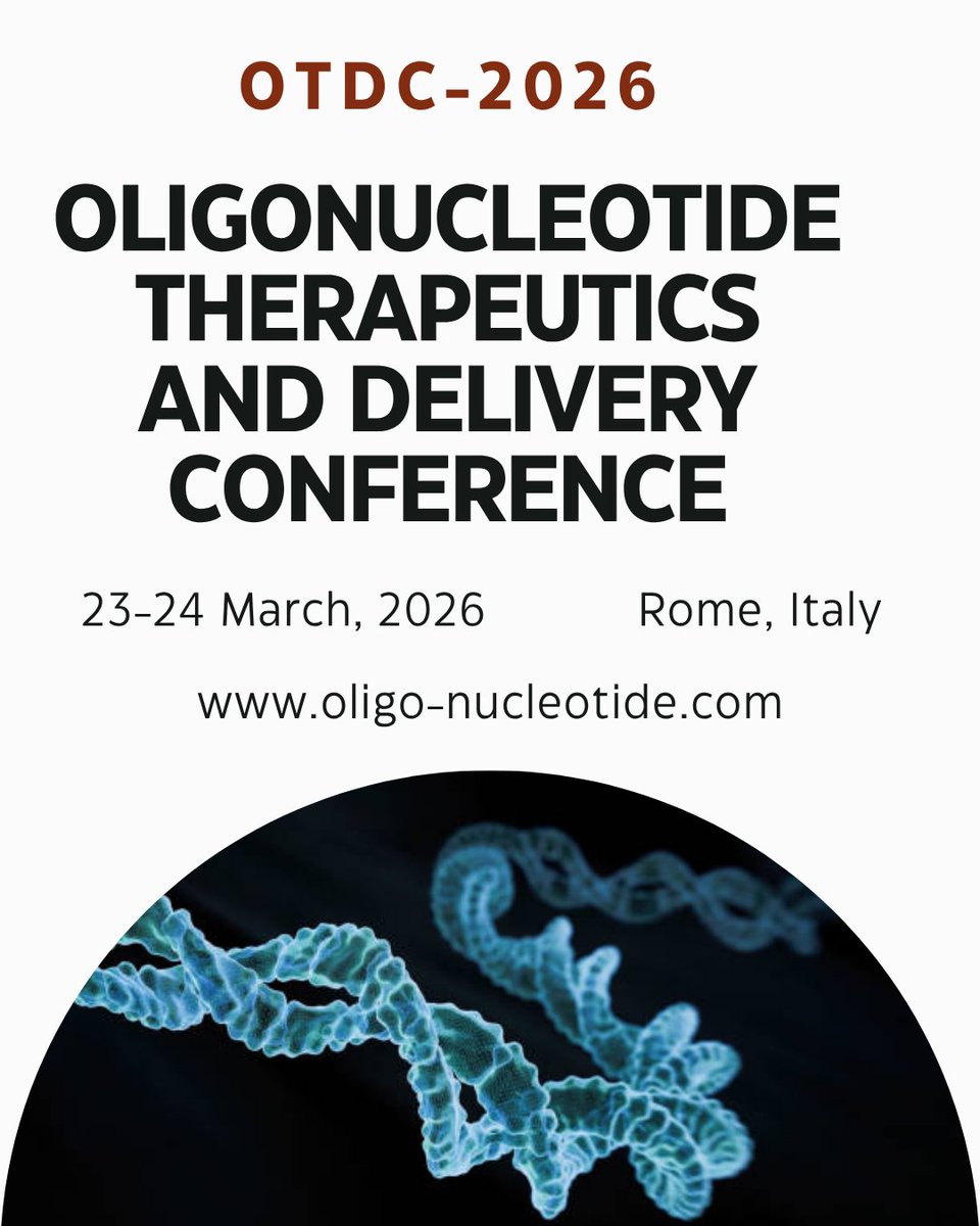 ADD THESE DATES TO YOUR E-DIARY OR GOOGLE CALENDAR

OTDC 2026- OLIGONUCLEOTIDE THERAPEUTICS AND DELIVERY CONFERENCE

March 23-24, 2026 | Rome, Italy

Website: oligo-nucleotide.com