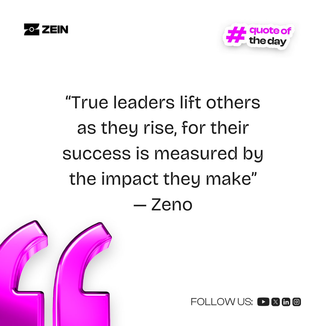 Zeincommunity's tweet photo. Leadership is a quiet act of lifting others. 

Today, how will you raise someone else’s spirit or help them rise? 

The impact you make defines your success. #ImpactfulLeadership https://t.co/LWrcCIuQ2N
