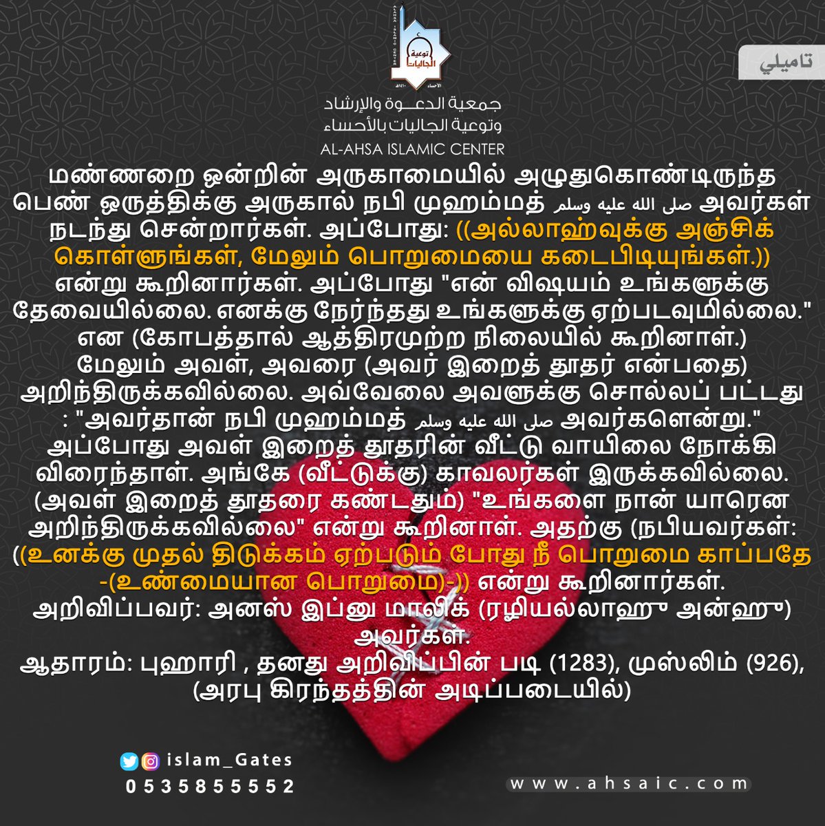MhmdSfras's tweet photo. அல்லாஹ்வை அஞ்சிக் நடப்பீராக, மேலும் பொறுமைகாப்பீராக. https://t.co/8QbXeZipSh