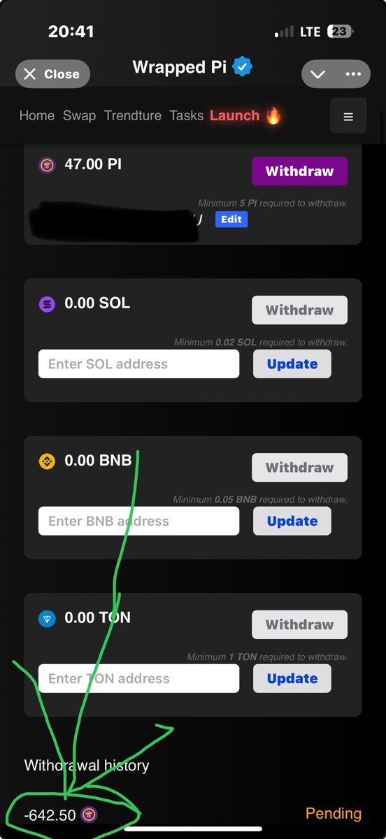 TeesMadRide's tweet photo. #WrappedPi app is now showing the #Trendture is now in the 3-line option but is frozen. 
So what happened to my earning/deposit/available?? 
This is not good. I’ve lost all my Pi…. What The Fk happened? https://t.co/AI7N4XPCYj