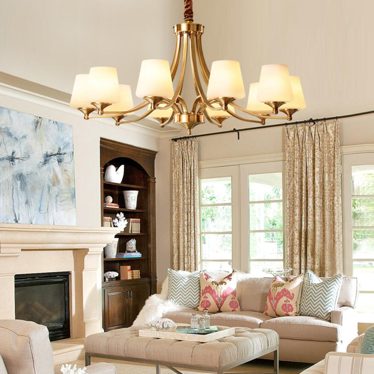 homebaa_'s tweet photo. Golden glow, timeless style ✨

This Classic Six-Light Chandelier with white glass &amp; metal finish adds sophistication to your living room. 💡

Fixture height: 16.5"–18", E26/E27 bulbs, chain-mounted.

#homebaa #chandelier #homedecor #chandelierforlivingroom #livingroomlight https://t.co/ZAZIcJeppL