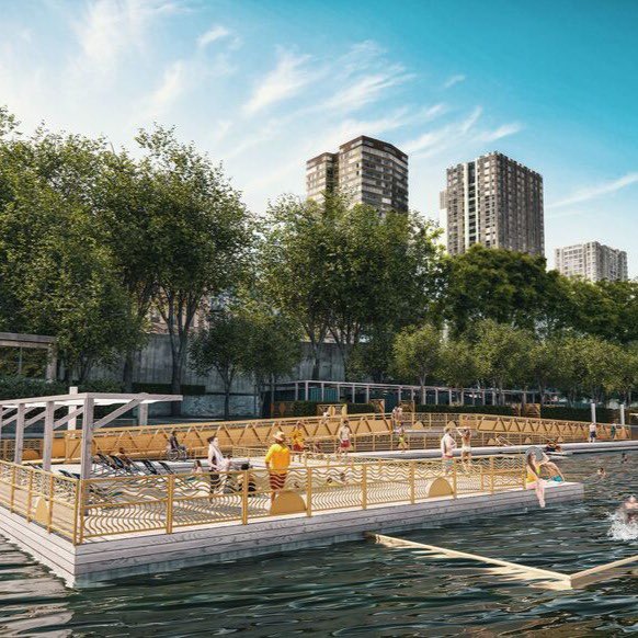 Du 5 juillet au 31 août, face à l'Île aux Cygnes, profitez de la nouvelle baignade dans le "bras de Grenelle" : bassin sécurisé pour enfants, base nautique pour le kayak, vestiaires, douches et sanitaires. Un lieu idéal pour se rafraîchir et se détendre en plein cœur de #Paris15