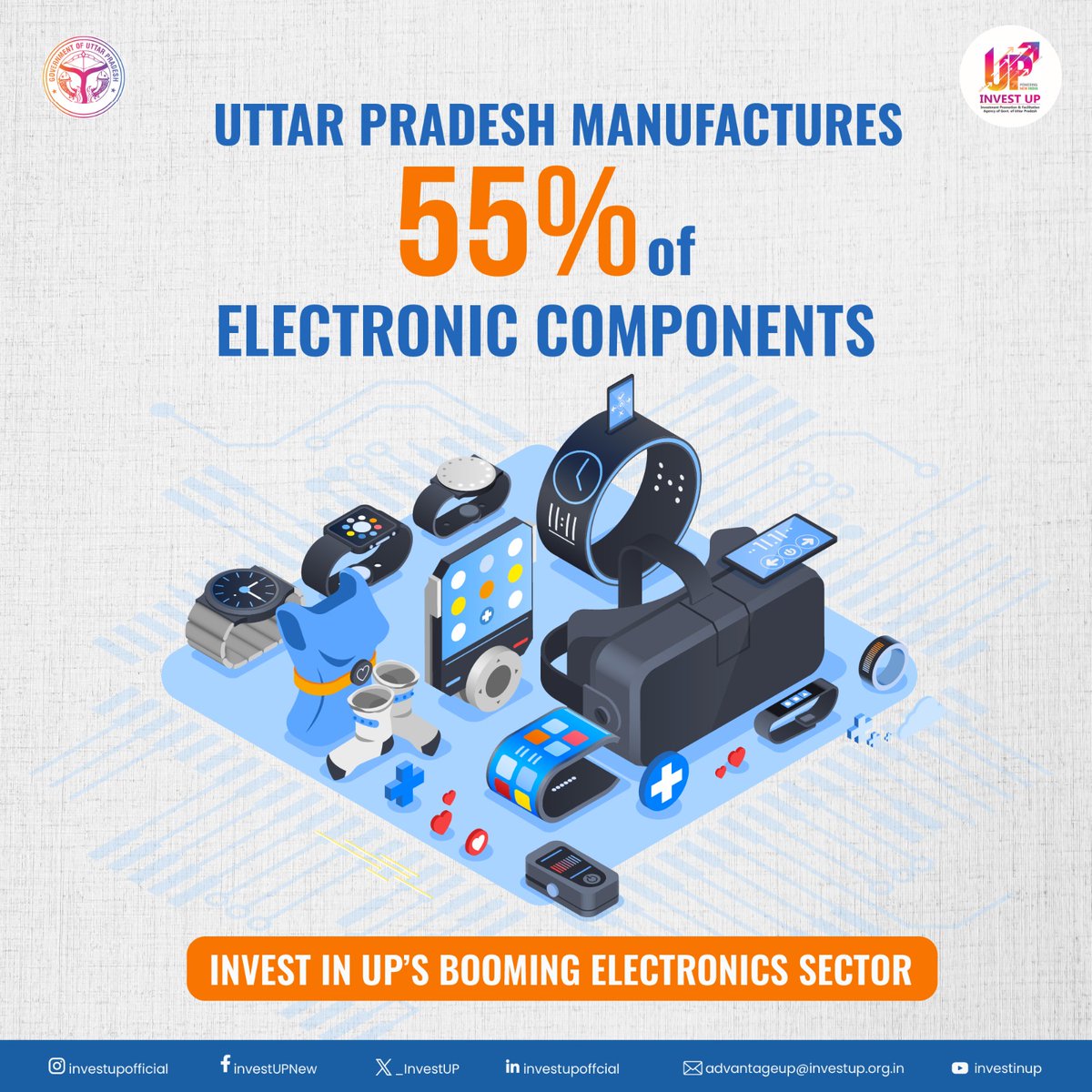 Uttar Pradesh—Emerging Powerhouse of India’s Electronics Manufacturing!

Uttar Pradesh is rapidly positioning itself as the epicenter of India’s electronics revolution—contributing a remarkable 55% of the country’s electronic components. Supported by state-of-the-art