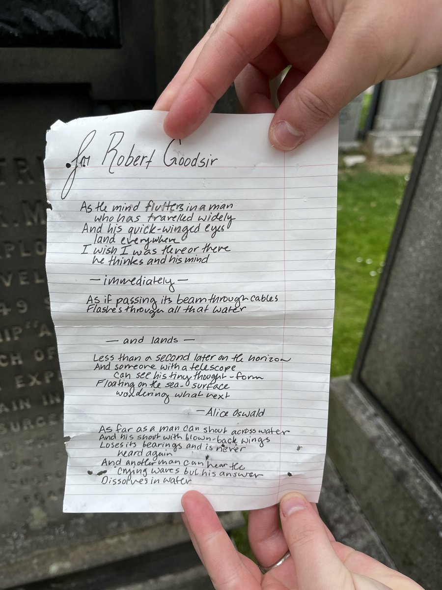 Arctonauts's tweet photo. aight !! which terror nerd is visiting graves in edinburgh at the same time as me and @kathrynstutz ? we found ur notes at goodsir and irving in pristine state for the kinda wet weather 👀

#TheTerror #FranklinExpedition https://t.co/UKN54wAfAd