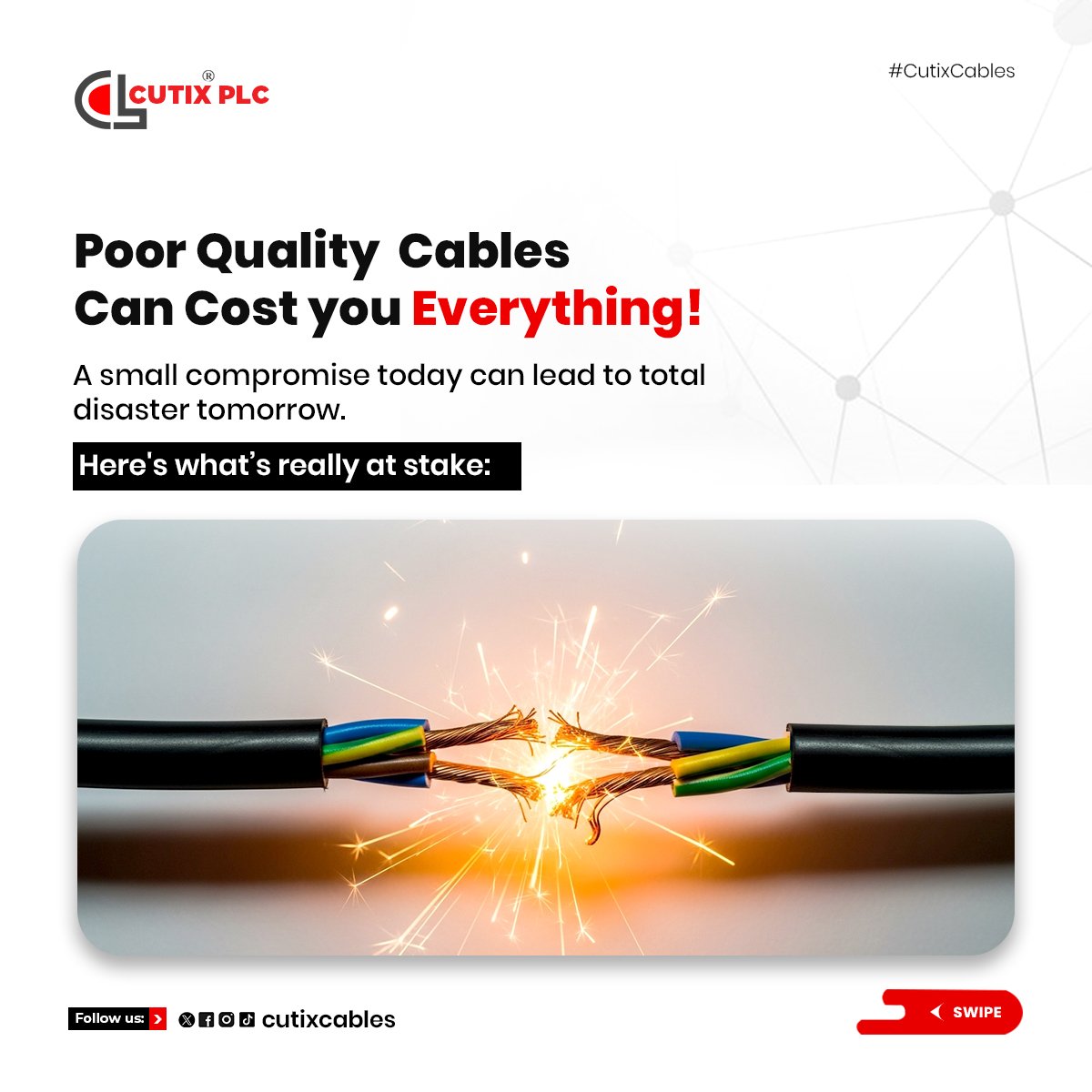 Cutixcables's tweet image. A small compromise today can lead to total destruction tomorrow.

For more info:
☎️: +2347046236426
📧: info@cutixplc.com.ng

#CutixPlc #qualityCables #ExclusiveQuality #CutixCables
