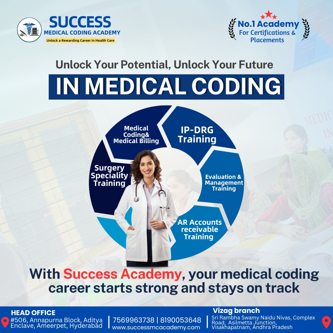 SuccessCoding's tweet image. Unlock your Potential and Secure a Bright Future With Our Success Medical Academy! 

With Our Expert-Led Training We Ensures your Bright Career in Medical Coding For an   Strong Start and Will Be stays on Right Track

#CodingCareer #HealthcareJobs #CareerGrowth #Ameerpet #HYD.
