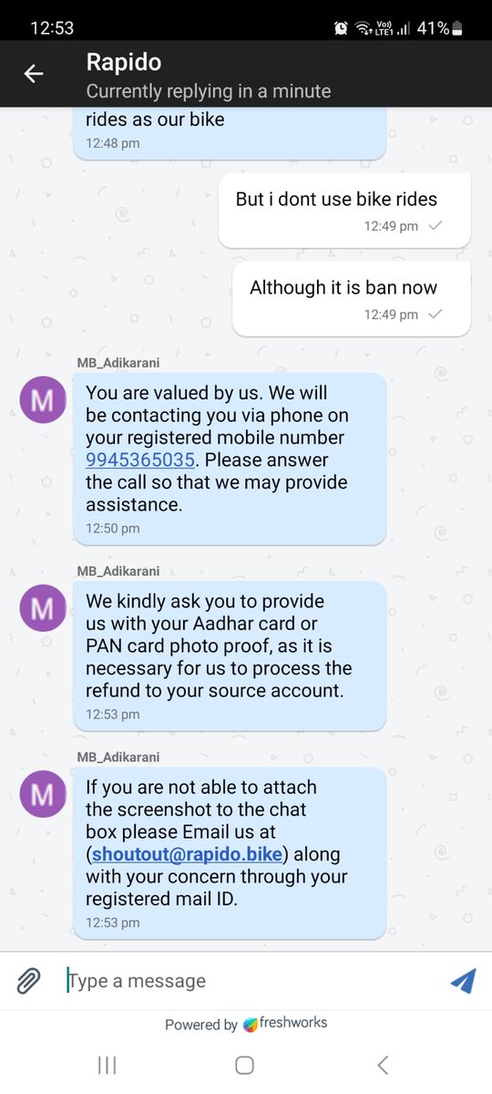 investEnable's tweet photo. When enquired on the same, you team is asking to provide the PAN and AAdhar. In myunderstanding the refund can be allocated to the wallet which can be used for any ride. Why are you asking for PAN and AAdhar details? https://t.co/lPJS0abBMw