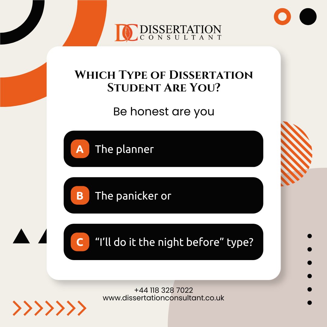 Dissertation Consultant (@dissertation016) on Twitter photo "Which Type of Dissertation Student Are You?"
Website: dissertationconsultant.co.uk
Email: info@dissertationconsultant.co.uk
#DissertationLife #StudentTypes #AcademicHumor #StudyStruggles #LastMinuteLife #GradSchoolProblems #StudentMood #ProcrastinationNation #ThesisLife #CollegeHumor "Which Type of Dissertation Student Are You?"
Website: dissertationconsultant.co.uk
Email: info@dissertationconsultant.co.uk
#DissertationLife #StudentTypes #AcademicHumor #StudyStruggles #LastMinuteLife #GradSchoolProblems #StudentMood #ProcrastinationNation #ThesisLife #CollegeHumor