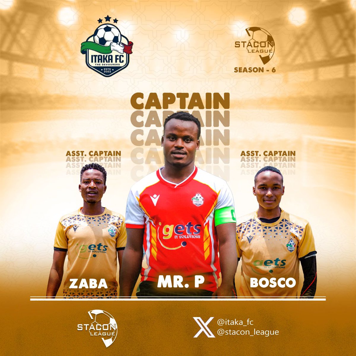 ITAKA FC (@itaka_fc) on Twitter photo Proud to present you the captaincy trio leading Itaka FC to season 6
Let's go devourers
#ITAKAFC|| <a href="/stacon_league/">STACON LEAGUE</a> Proud to present you the captaincy trio leading Itaka FC to season 6
Let's go devourers
#ITAKAFC|| <a href="/stacon_league/">STACON LEAGUE</a>