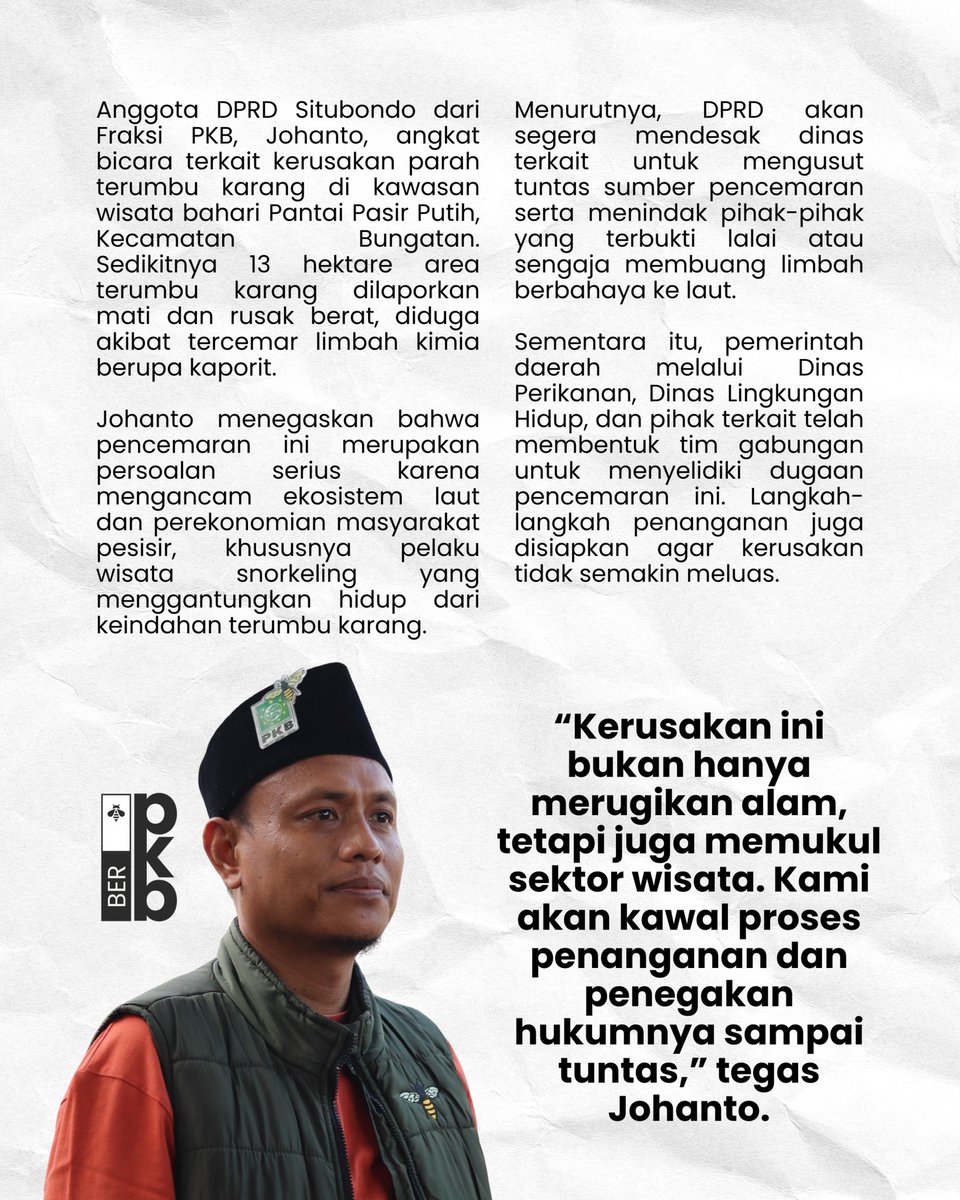 berpkb's tweet photo. Fraksi PKB Soroti Kerusakan 13 Hektare Terumbu Karang di Situbondo https://t.co/i4T6UYr6QK