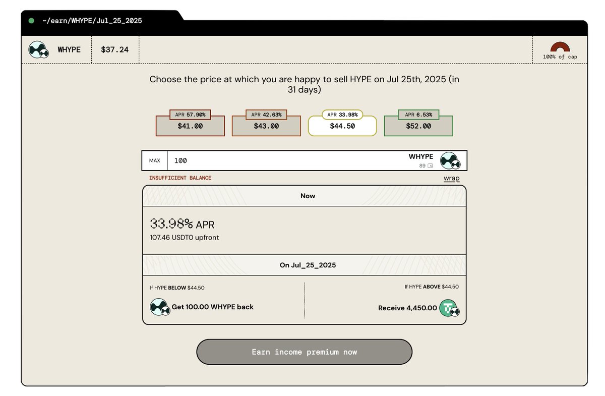 Up to 58% yield on $HYPE.

Driven by volatility

Rysk