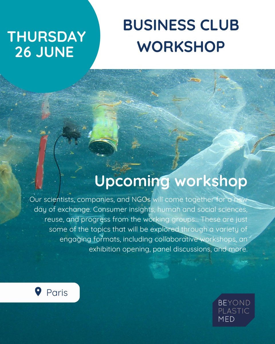 📣 Summer workshop coming up!

The BeMed Business Club is getting ready for its upcoming workshop, taking place on June 26, 2025, in Paris, with the support of ConsultantSeas for the animation.

Stay connected!

#Plastics #MarineLitter
