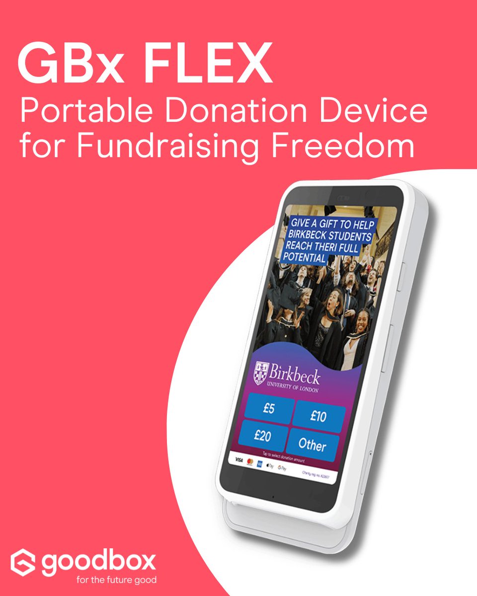 💳 GBx Flex – Portable Donation Device
for Fundraising Freedom

Take your fundraising to the next level with GBx Flex –
the powerful, portable tap-to-give device built for
fundraisers who want to raise more, hassle-free.

#GoodBox #GBxFlex #TapToGive #FundraisingTools