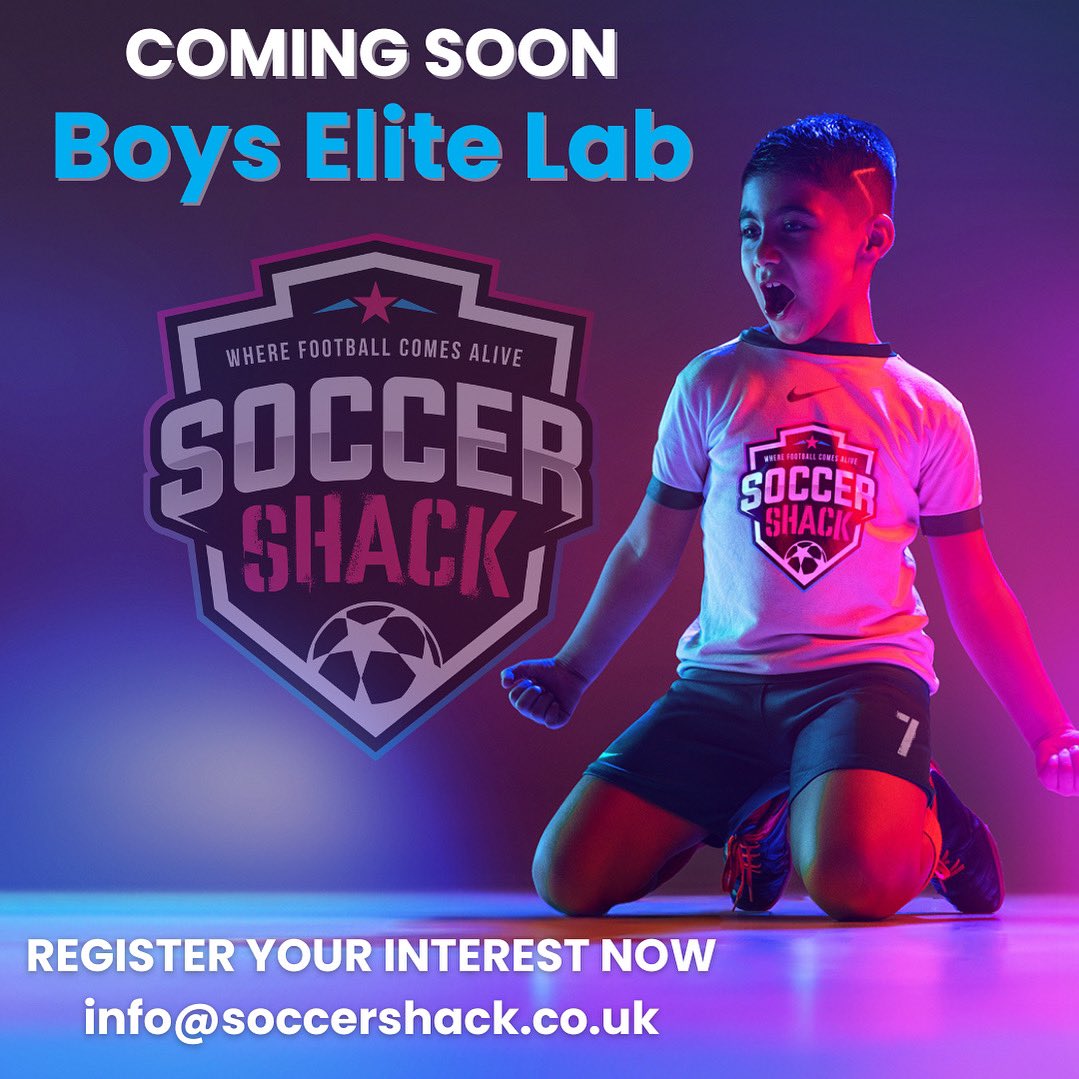 📢💙 Boys Elite Lab is launching soon! 💜🩷

Want to take your football to the next level, train like a pro, and test yourself against the best?

Register your interest now — our expert coaches are ready to help you reach your full potential.

📧 info@soccershack.co.uk