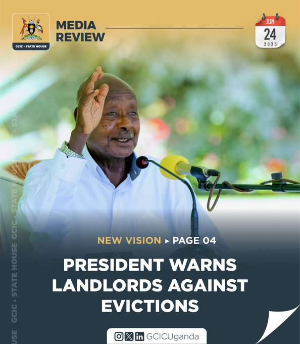 Namara Savanna (@nsavanna23) on Twitter photo The ambassador of peace <a href="/KagutaMuseveni/">Yoweri K Museveni</a> is warning Landlords against evictions. <a href="/newvisionwire/">The New Vision</a> today page 04 has full details on this. #NewsUpdate The ambassador of peace <a href="/KagutaMuseveni/">Yoweri K Museveni</a> is warning Landlords against evictions. <a href="/newvisionwire/">The New Vision</a> today page 04 has full details on this. #NewsUpdate