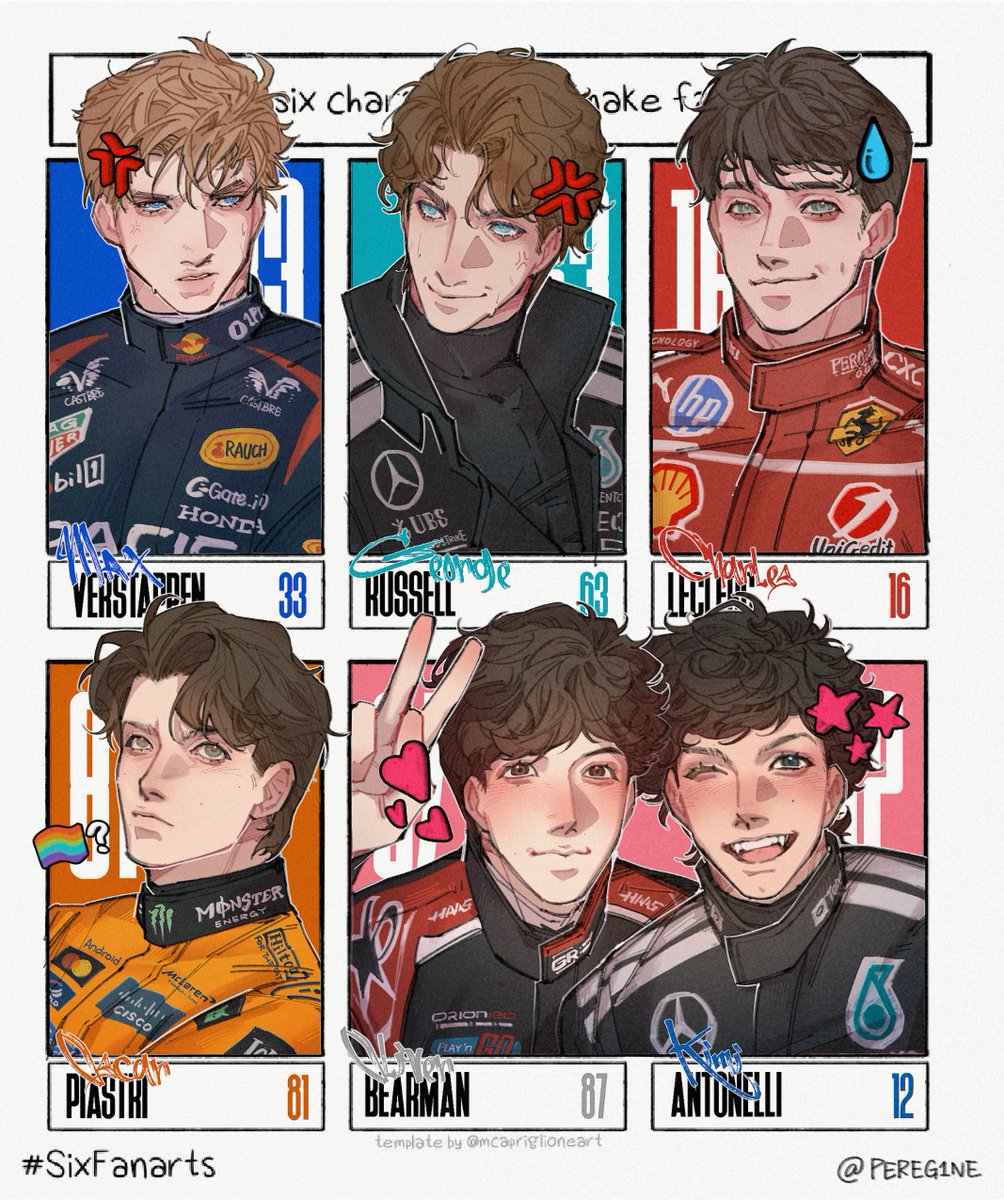 Pereg1ne's tweet image. 🏎️
#f1twt #f1art #Formula1
#F1 #MaxVerstappen #GeorgeRussell #CharlesLeclerc #OscarPiastri #OliverBearman #KimiAntonelli
