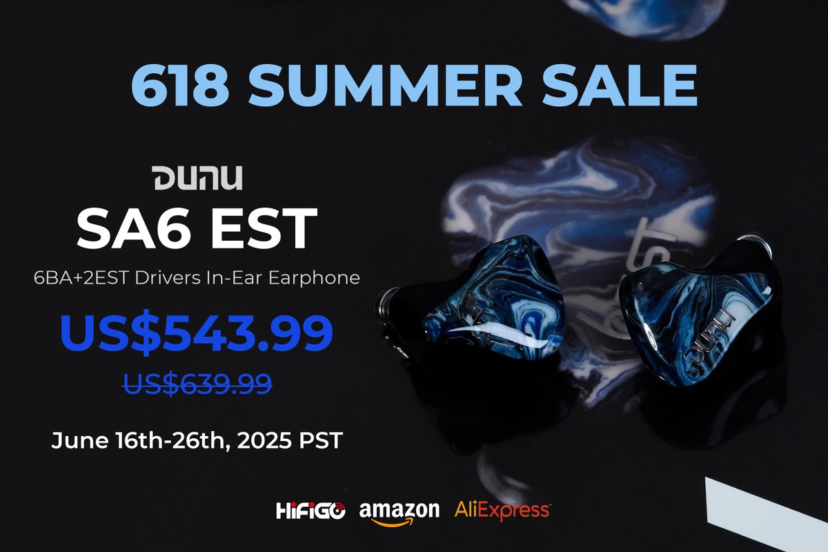 HiFiGoAudio's tweet photo. ✨𝐎𝐧𝐞 𝐨𝐟 𝐃𝐔𝐍𝐔’𝐬 𝐟𝐢𝐧𝐞𝐬𝐭 𝐈𝐄𝐌𝐬 🎧
🎧The @DUNU_Headphone 𝐒𝐀𝟔 𝐄𝐒𝐓 is now 𝟏𝟓% 𝐎𝐅𝐅!💥

👑Flagship detail and smooth tuning to your ears👂
🔗HiFiGo: https://t.co/gyJEaLl5Ys

#DUNU #SA6EST #HiFiGo #IEM #Sale #Deals #HiFi https://t.co/0Bp8NztG0W