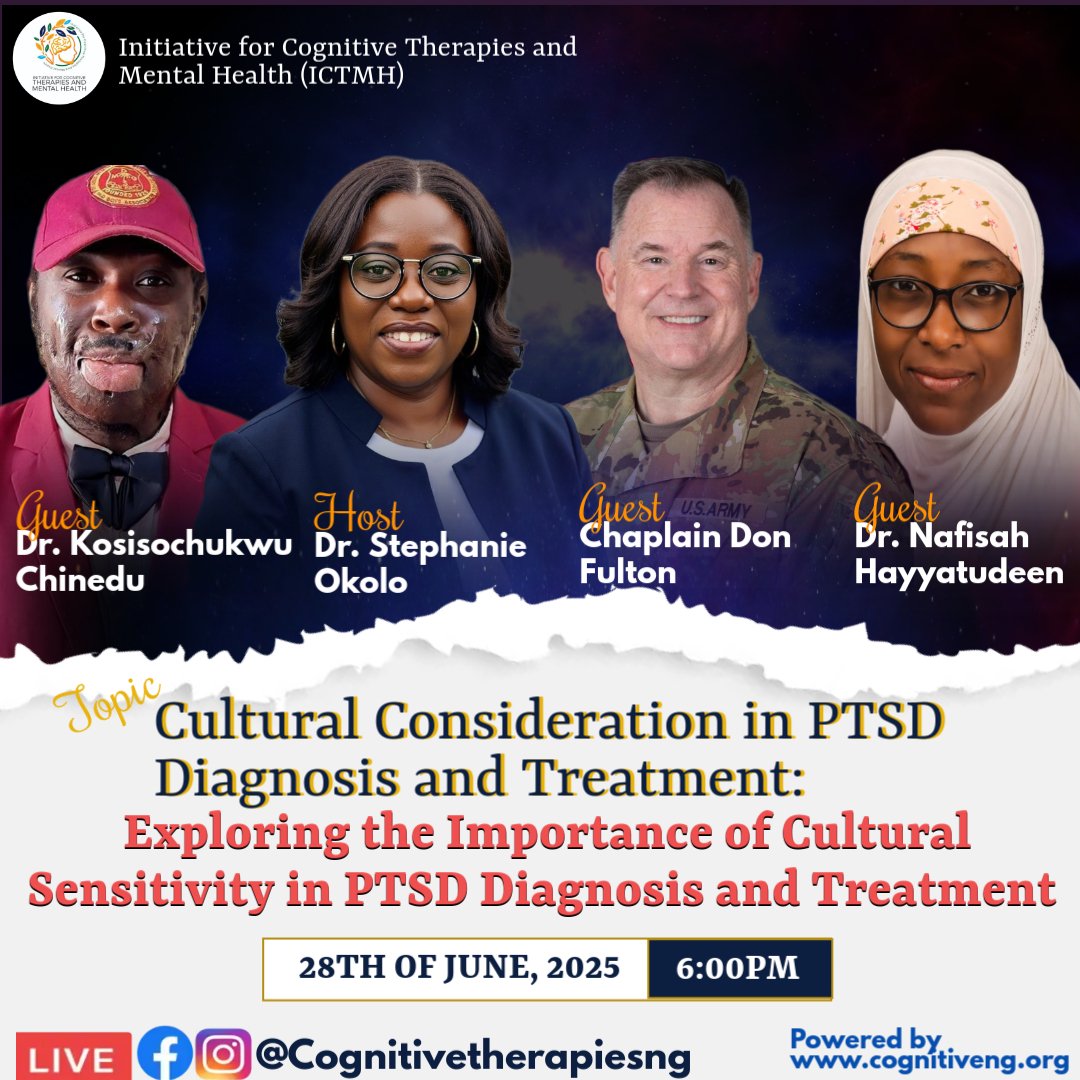 UPCOMING WEBINAR
🗓️ Mark your calendars – June 30th!
Invite a friend, family member, or colleague. Let’s change the way we understand and respond to trauma—together.

#PTSD #MentalHealthAwareness #CulturalSensitivity #Webinar #HealingTogether #MentalHealthMatters #TraumaInformed