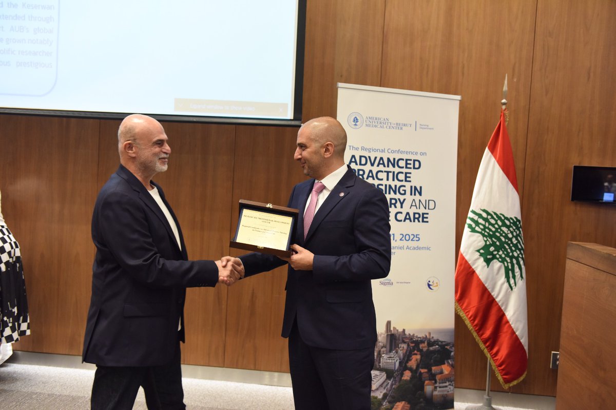 HPDC_AUB's tweet image. We’re honored to receive an award from the AUBMC Nursing Department in support of the "Regional Conference on Advanced Practice Nursing in Primary and Acute Care", represented by our AVP Dr Ali Taher!