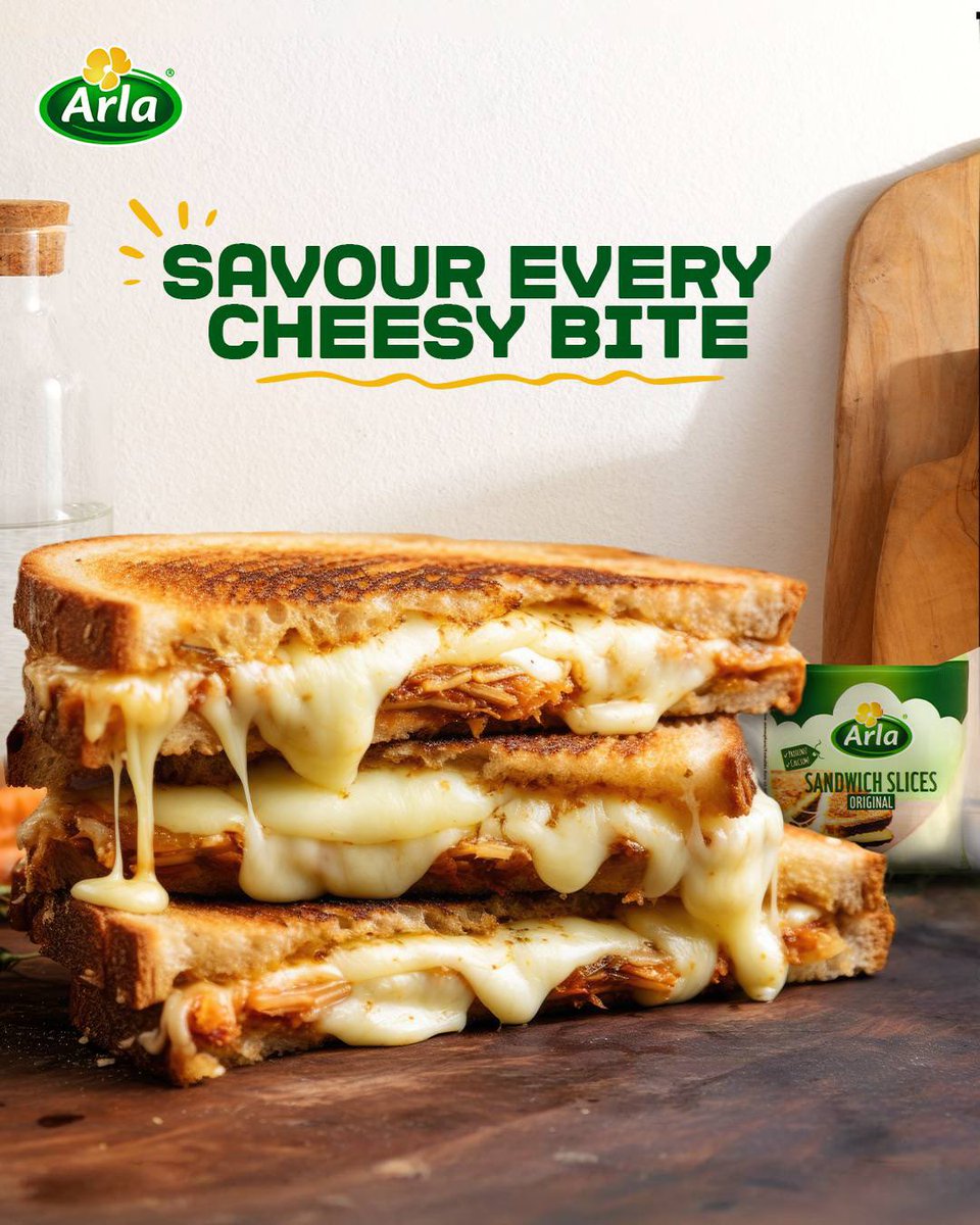 Arlanigeria's tweet photo. Every bite is a moment to savor 😎

Arla sandwich slices make every meal irresistible 😋

What cheesy delight are you whipping up this week? 

#Arlanigeria #MakeGreatMeals https://t.co/xSod8yxMn3