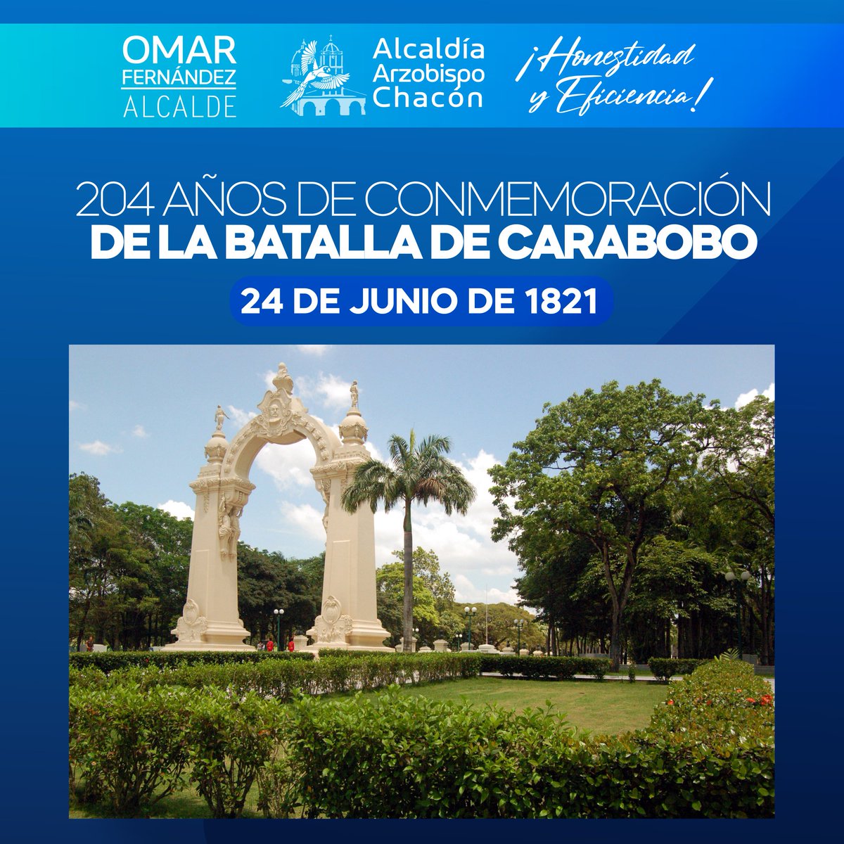 🇻🇪 Alcaldía del Municipio Arzobispo Chacón | Alcalde Omar Fernández Márquez
✨ Conmemoramos la gesta de Carabobo, símbolo de libertad y soberanía. Cada #24Jun honramos a quienes dieron su vida por un país libre.
¡Que viva Venezuela independiente!
#Carabobo203Años #ArzobispoChacón
