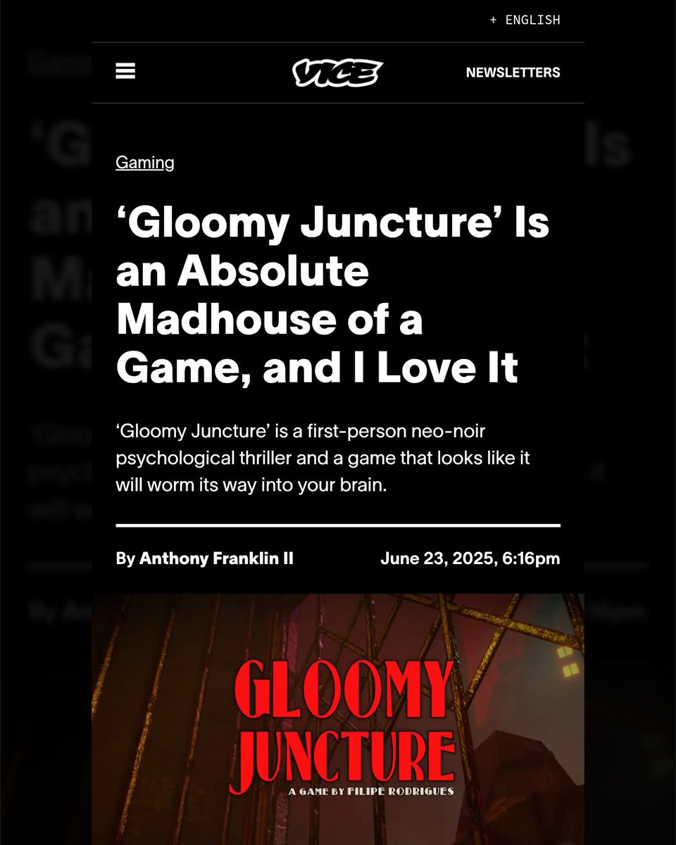 Still processing this incredible <a href="/VICE/">VICE</a> coverage! 🤯

"'Gloomy Juncture' Is an Absolute Madhouse of a Game, and I Love It"

#indiegames #GloomyJuncture
Full article 👇