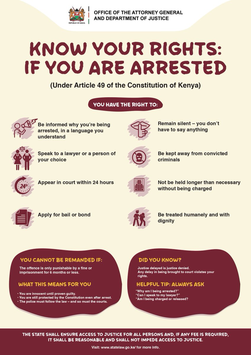 SchoolofLawKE's tweet photo. Do you know your rights for access to justice? Here is a snippet.  
#Accesstojustice 
#Article48
 #Article49 
#Article51
 #Article50 
#Article24 https://t.co/rKGoMgndJk