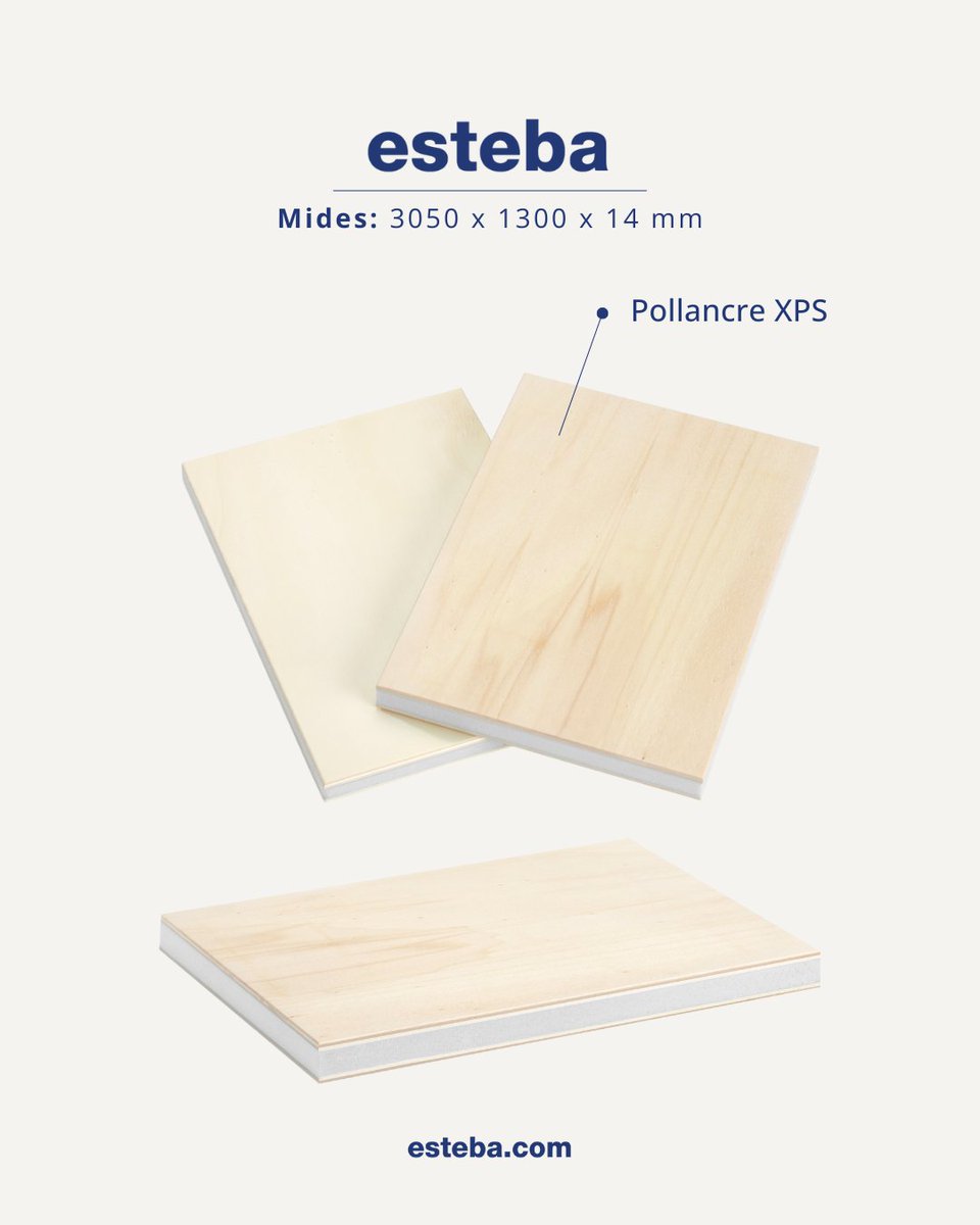 fustesesteba's tweet photo. Novetat a Esteba: Garnica ULTRALIGHT POPLAR, panell sandvitx ultralleuger amb nucli XPS. Ideal per a vehicles camper: lleuger, aïllant, fàcil de mecanitzar i amb gran resistència. Apte per pintar, laminar o imprimir. Més info a https://t.co/8Bh1jrcpEg
#fustesesteba #camper https://t.co/XlsYEIkXnM