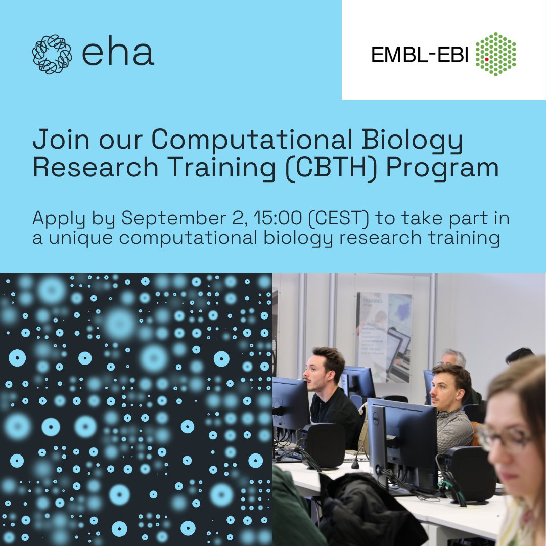Are you looking to build a successful career in the computational and quantitative biology aspects of hematology? We are currently accepting applications for our 2026 Computational Biology Training in Hematology (#CBTH) program. 

Successful applicants will benefit from:
💻