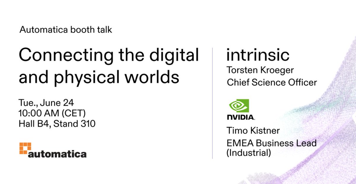 Intrinsic (@intrinsicai) on Twitter photo Now at the <a href="/IntrinsicAI/">Intrinsic</a> booth at #Automatica2025: Now at the <a href="/IntrinsicAI/">Intrinsic</a> booth at #Automatica2025: