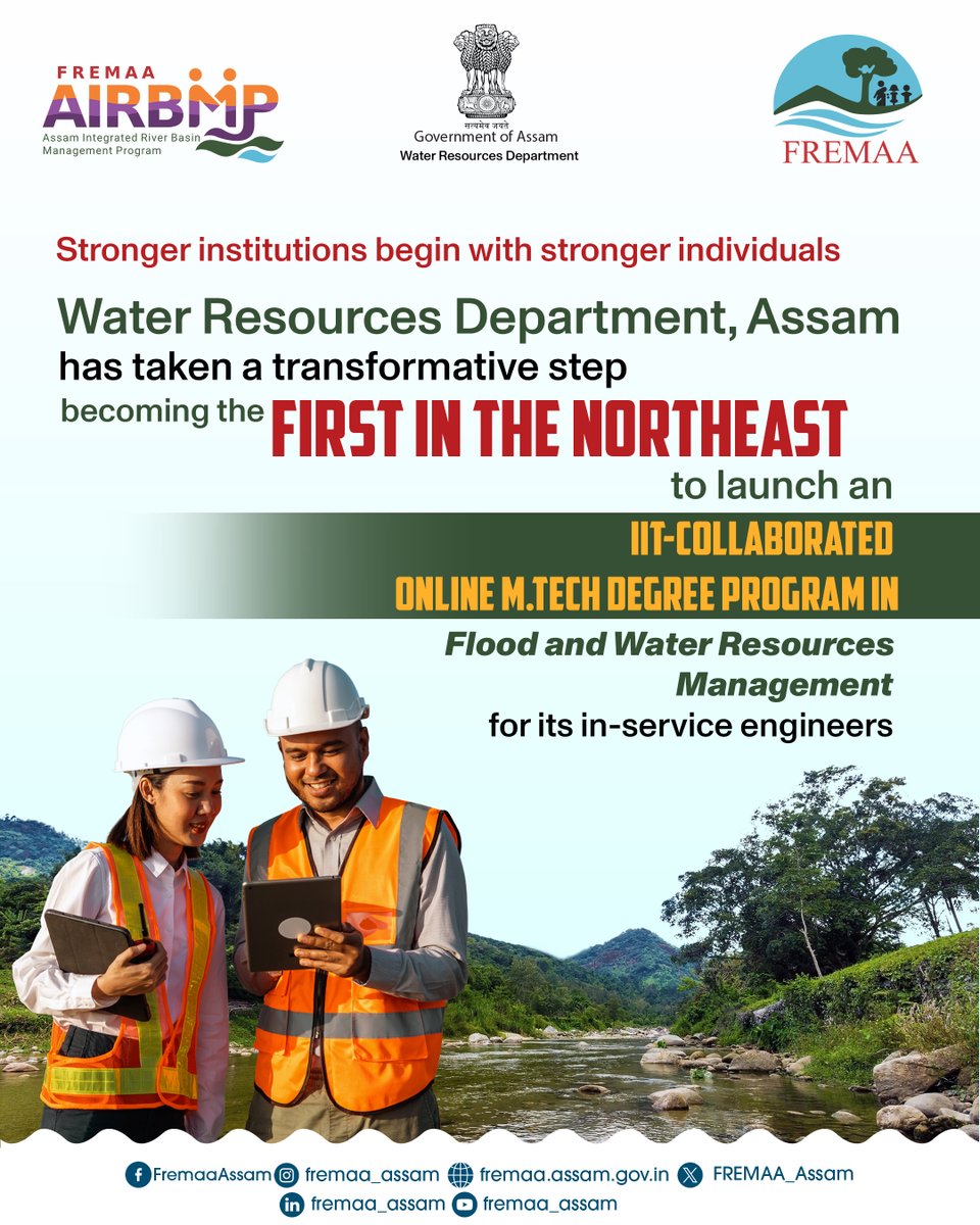 FREMAA_Assam's tweet photo. WRD Assam launches Northeast’s first IIT-collaborated Online https://t.co/1Bi7WWzAoB in Flood &amp; Water Resources Management — a big step for a flood-resilient future.
.
#sciencedriven 
@WorldBank @WorldBankIndia @WorldBankSAsia @IITGuwahati @Pijush_hazarika @CMOfficeAssam https://t.co/mMwY1Qvznb