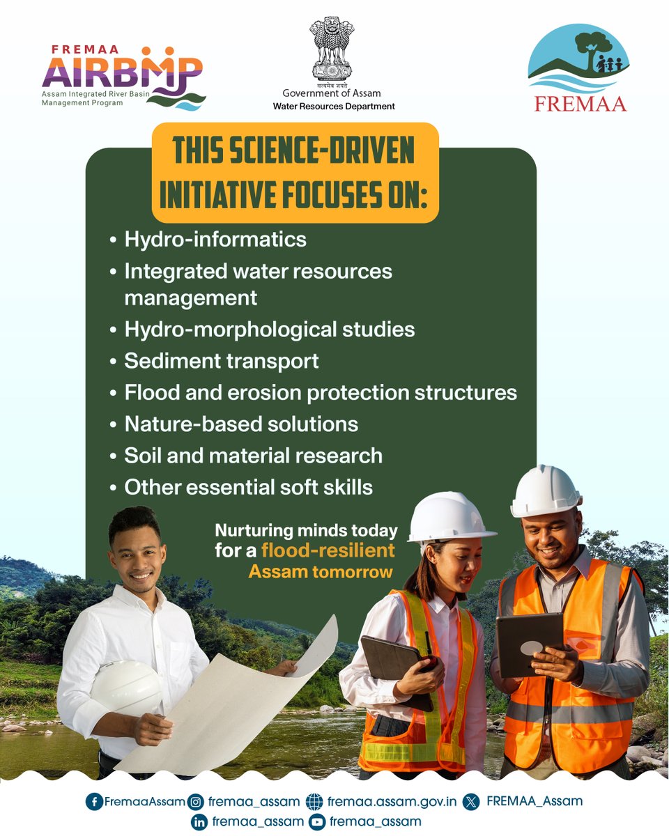 FREMAA_Assam's tweet photo. WRD Assam launches Northeast’s first IIT-collaborated Online https://t.co/1Bi7WWzAoB in Flood &amp; Water Resources Management — a big step for a flood-resilient future.
.
#sciencedriven 
@WorldBank @WorldBankIndia @WorldBankSAsia @IITGuwahati @Pijush_hazarika @CMOfficeAssam https://t.co/mMwY1Qvznb