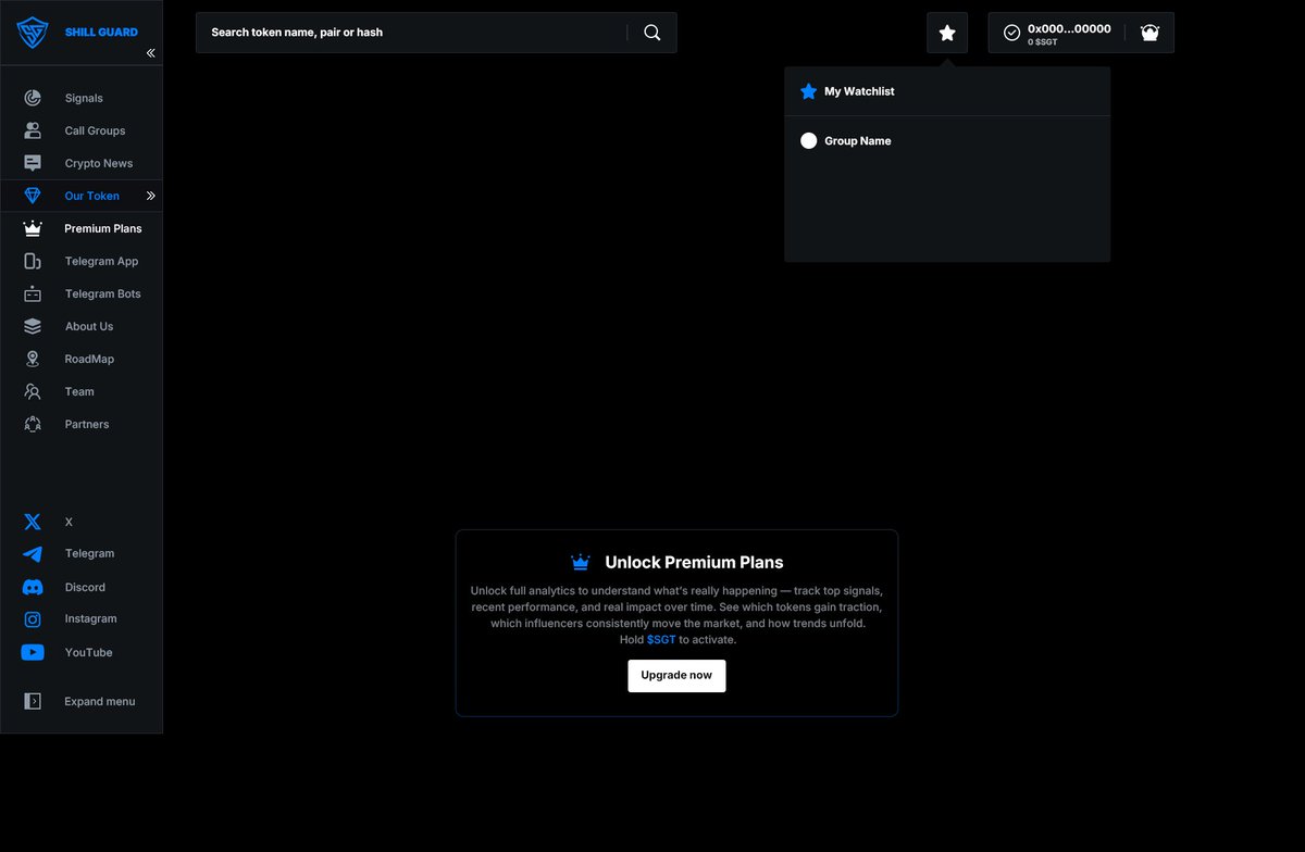 Premium plans are coming.

With the new version of <a href="/ShillGuard/">ShillGuard $SGT</a>, you’ll unlock real-time data, in-depth analytics, and full access to all tools. 

Built for holders. Powered by $SGT.

Coming soon…..