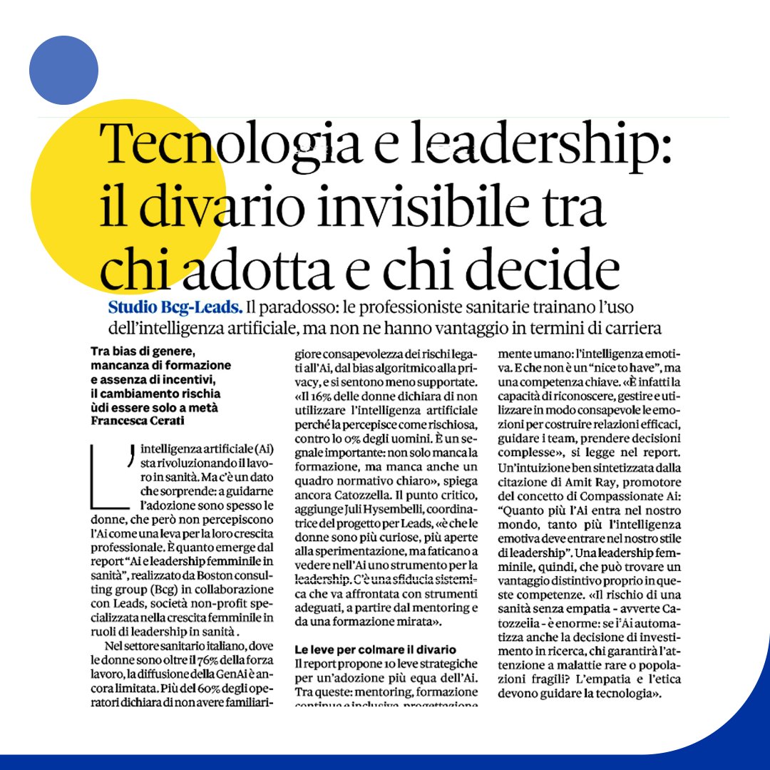 infocamere's tweet image. Le professioniste sanitarie trainano l'uso dell'AI, ma non ne hanno vantaggio in termini di carriera
📰"Tecnologia e leadership: il divario invisibile tra chi adotta e chi decide" su @sole24ore 

#intelligenzaartificiale #gendergap @lavoroformazion @BacktoWork24 @sanita_informaz