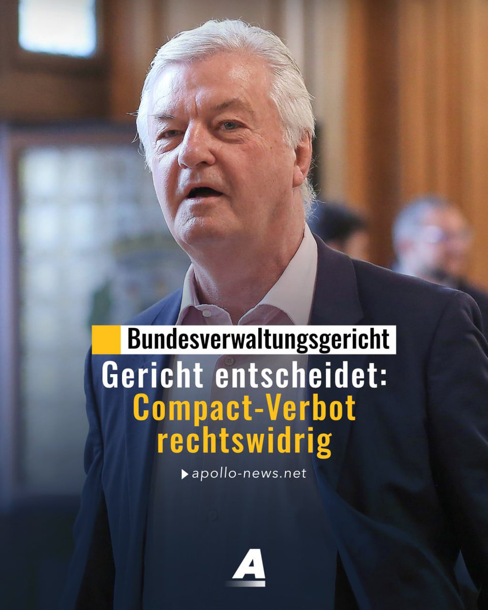 kripp_m's tweet image. Eilmeldung
Das Compact-Magazin hat im Hauptsacheverfahren vor dem Bundesverwaltungsgericht in Leipzig gewonnen. 

‼️Damit war Nancy Faesers Verbot des Magazins rechtswidrig.

apollo-news.net/compact-verbot…
#Faeser #Compact