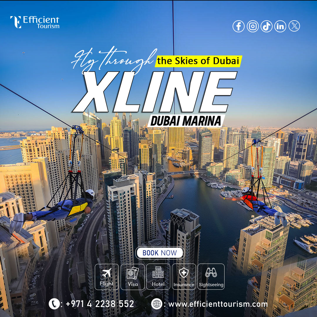 GoPro ready? Capture your wild ride with views that’ll make your feed pop.
Feel the Rush at XLine Dubai Marina!
🌐 efficienttourism.com
📞 +971 4226 9486
📧 info@efficienttourism.com