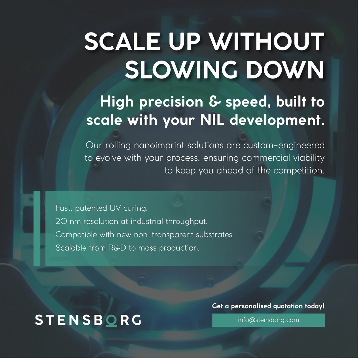 ROLL YOUR EFFICIENCY TO THE NEXT LEVEL!
Our #RollingNanoimprintLithography systems deliver 20nm precision, #HighSpeedCuring &amp; scalability, from R&amp;D to #MassProduction.
Built for flexible &amp; opaque #Substrates, our #NIL systems evolve with your process.
🔗 stensborg.com/roll-to-roll