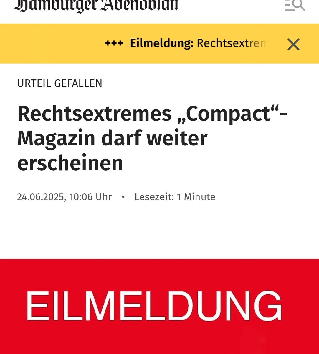 sma_nordlicht's tweet image. Breaking🚨: 
"Compact“-Magazin darf weiter erscheinen.
Gericht hat zugunsten Compact entschieden.
Was für eine Klatsche für #Faeser und ihre Leute.
#compact