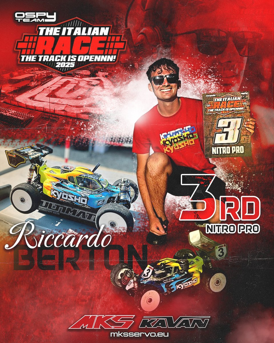 Congrats MKS Servo Tech team🇮🇹 Riccardo Berton finished P3🥉 in Nitro  Buggy pro at 🏁🇮🇹2025 The Italian Race at Ospyteam R/C Off- Road Circuit Model 🇮🇹🏁

#MKSservos #MKSservo #MKS #Kavan KAVAN #MKSX6 #HBL599 #Kyosho
