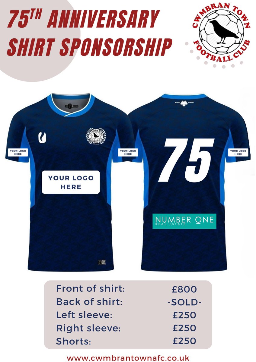 The #Crows were formed in 1951 so 2026 will be our 75th anniversary!

To celebrate, we’ve partnered with <a href="/TeamTorSports/">Team Tor</a> to produce this beautiful shirt that pays homage to our successful late-90s/early-00s teams

Interested? Get in touch now: hello@cwmbrantownafc.co.uk