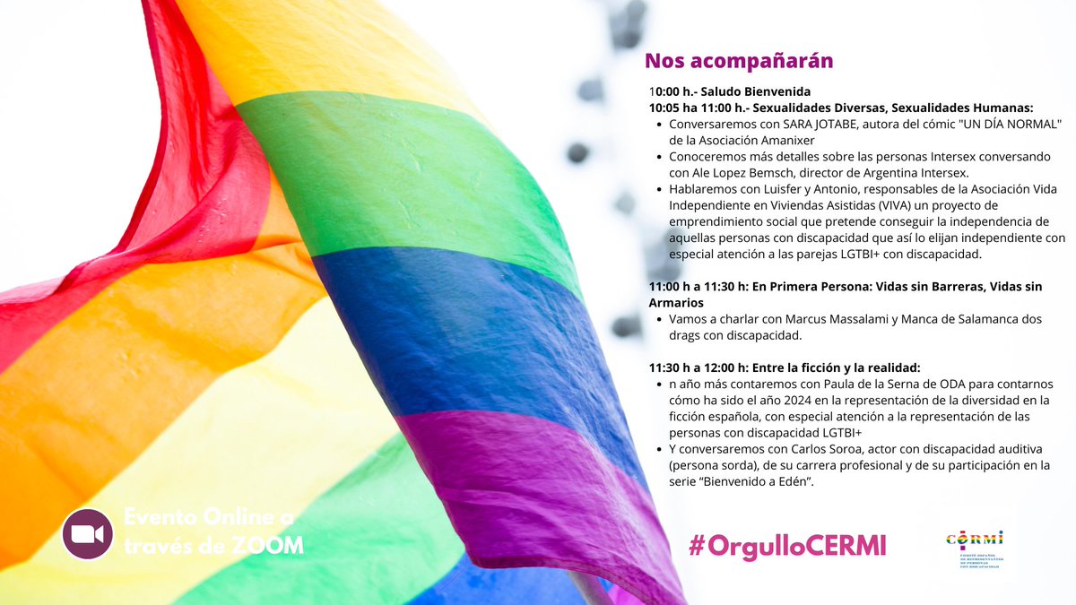Jesús González Amago 🏳️🌈 ♿👥 (@jgamago) on Twitter photo 🌈 Seminario: Diversidades Sexuales, Diversidades Humanas 2025
🗓️ Fecha: 3 de julio
🕙 Horario: de 10:00 a 12:00 hs
💻 Virtual vía ZOOM
🔗 Inscripción: zoom.us/webinar/regist…
📄Programa: cermi.es/evento/seminar…
🙌 ¡No te lo pierdas!
Organiza <a href="/Cermi_Estatal/">CERMI Estatal</a> 🌈 Seminario: Diversidades Sexuales, Diversidades Humanas 2025
🗓️ Fecha: 3 de julio
🕙 Horario: de 10:00 a 12:00 hs
💻 Virtual vía ZOOM
🔗 Inscripción: zoom.us/webinar/regist…
📄Programa: cermi.es/evento/seminar…
🙌 ¡No te lo pierdas!
Organiza <a href="/Cermi_Estatal/">CERMI Estatal</a>