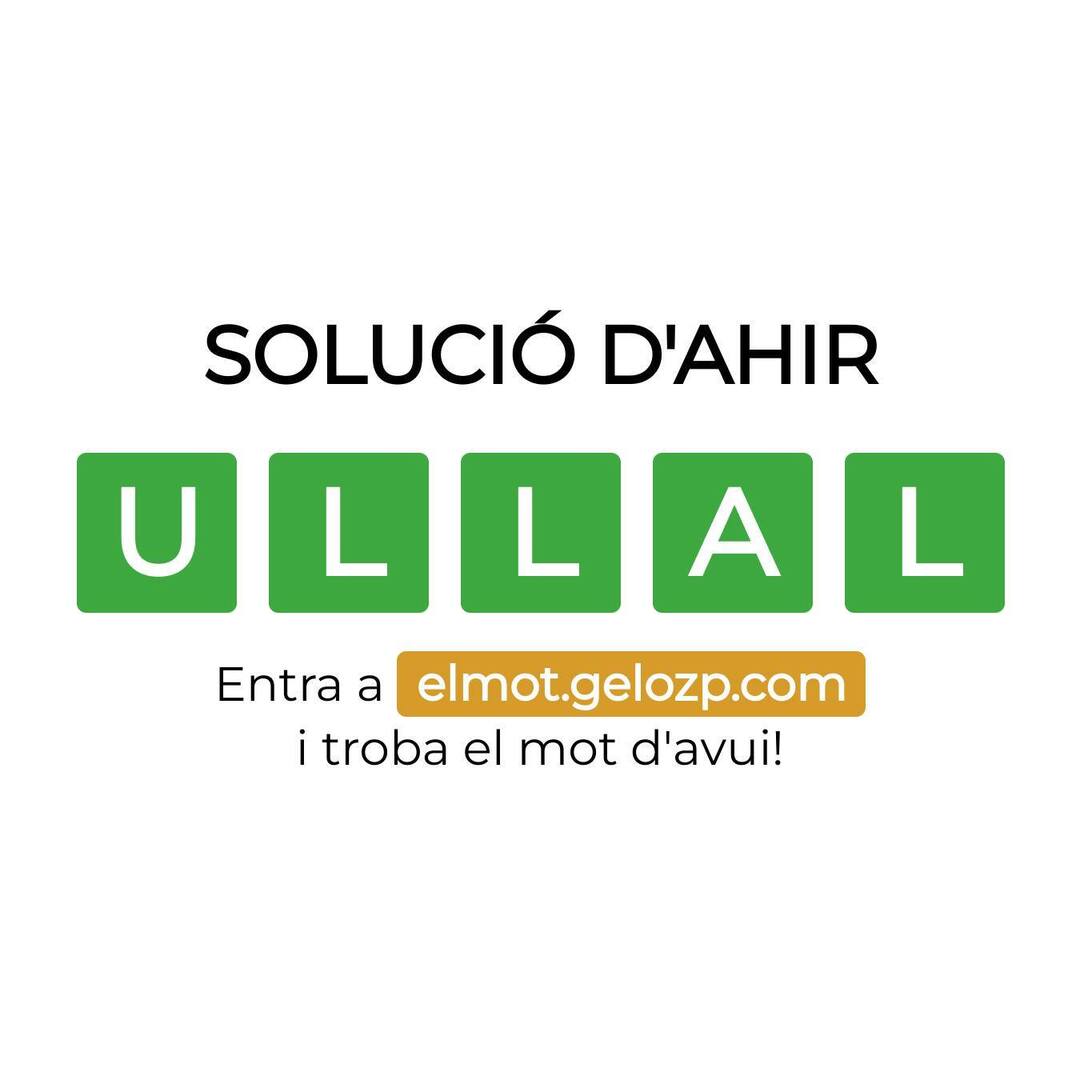 La solució d’ahir era ULLAL. La vas encertar?
Entra a elmot.gelozp.com i troba la paraula d’avui!

#ElMot #WordleCAT