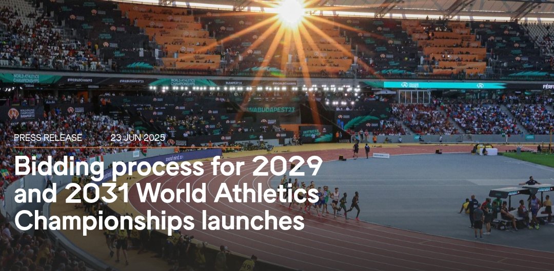 The Khel India (@thekhelindia) on Twitter photo 🚨 Bidding Process for 2029 & 2031 editions of World Athletics Championship is now open!
India should definitely send a strong bid for one of these c'ship, It will help India to prepare for hosting the Multi Games events in future too
Please make it happen <a href="/afiindia/">Athletics Federation of India</a> <a href="/Adille1/">Dr. Adille. J. Sumariwalla. OLY</a> 🙏 🚨 Bidding Process for 2029 & 2031 editions of World Athletics Championship is now open!
India should definitely send a strong bid for one of these c'ship, It will help India to prepare for hosting the Multi Games events in future too
Please make it happen <a href="/afiindia/">Athletics Federation of India</a> <a href="/Adille1/">Dr. Adille. J. Sumariwalla. OLY</a> 🙏