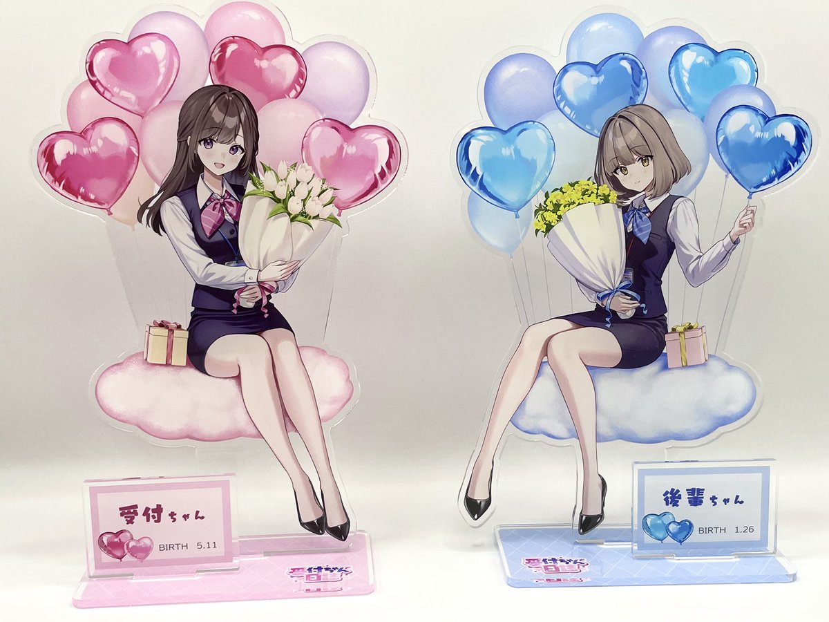 受付ちゃんビッグアクスタ到着！ 風船のコントラストや淡い紫など修正
