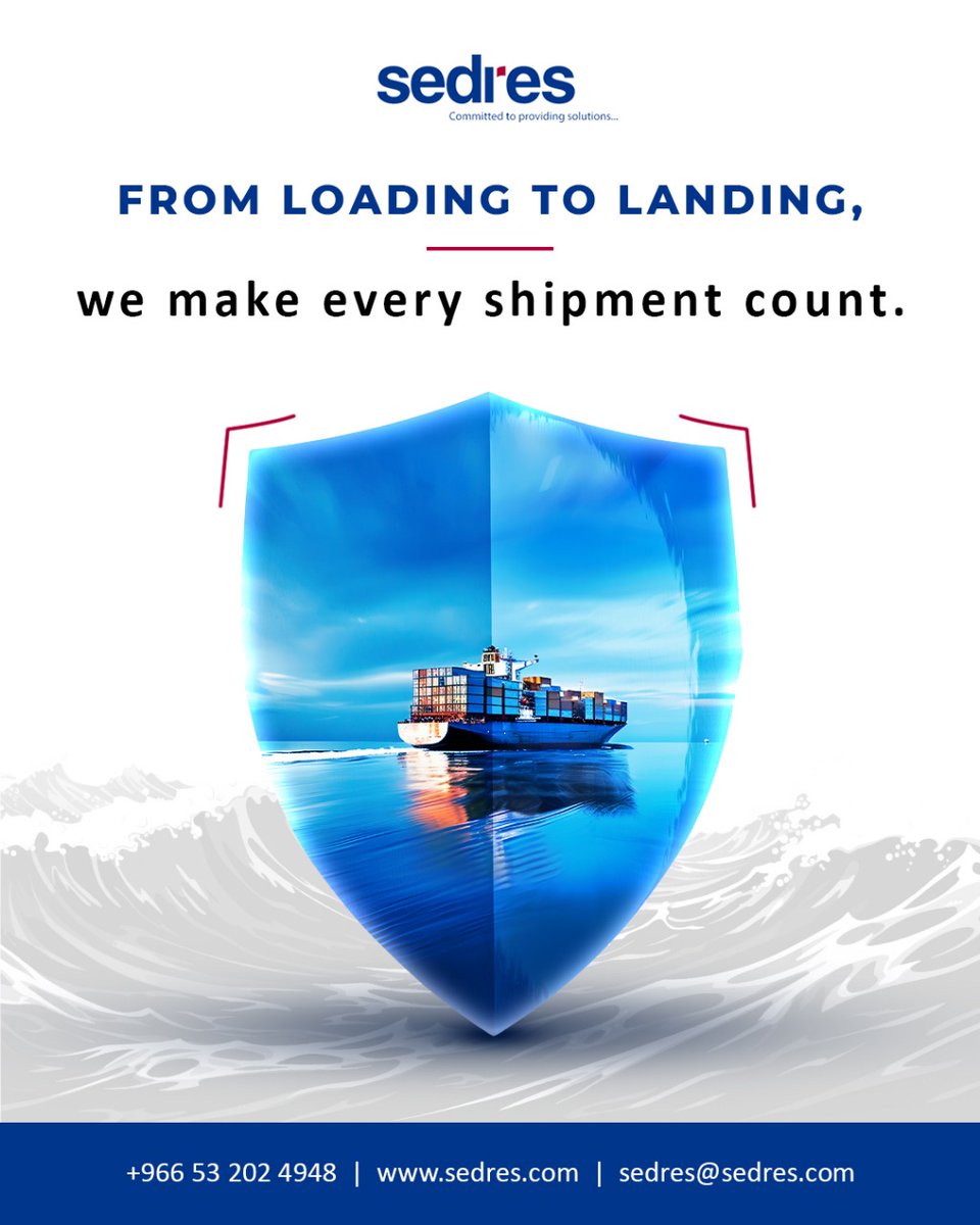 Sedresgroup's tweet photo. We don’t just move freight, we ensure it arrives securely and on schedule. Trust Sedres for on-time deliveries. Let’s ship smart!
Visit: https://t.co/zbKRPcHcrK
Call: +966 532024948
Email: sedres@sedres.com
#SedresMaritime #Logistics #Sedres #Shipping #Cargo #KSA #Saudi https://t.co/HnA2OVsz4q